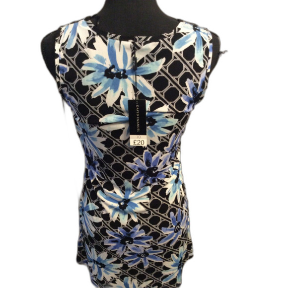 New NWT Sleeveless Floral Dress Size 10 David Emanuel - Picture 3 of 4